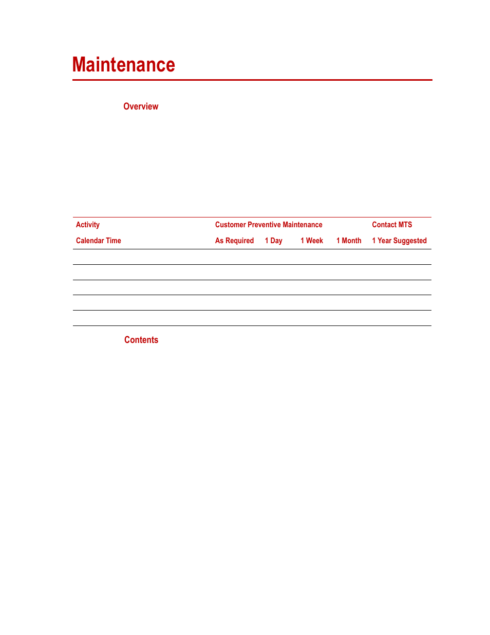 Maintenance, Maintenance 67, As described in | Ng on | MTS SWIFT 50 GLP Sensor Heavy Trucks User Manual | Page 67 / 112