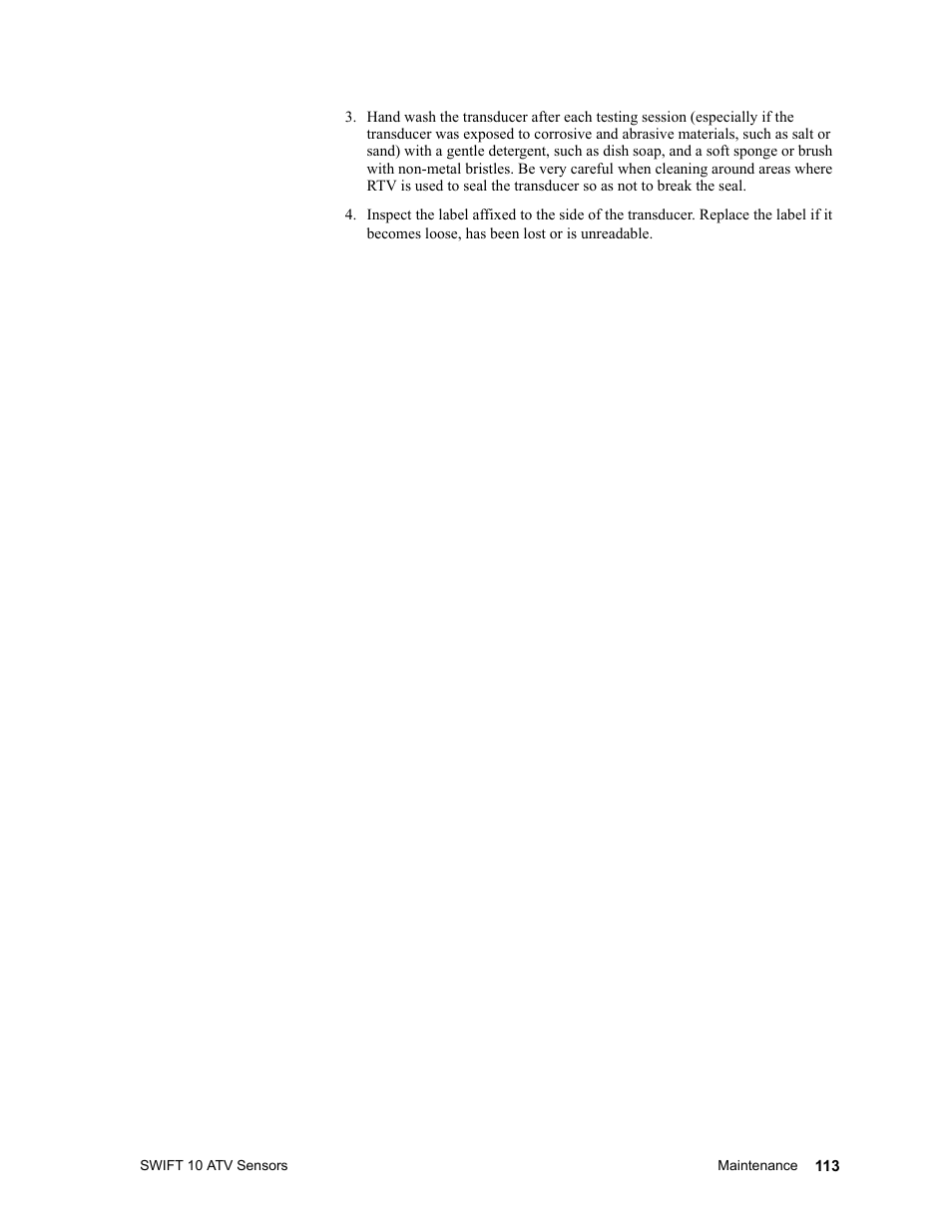 MTS SWIFT 10 ATV Sensor User Manual | Page 113 / 144