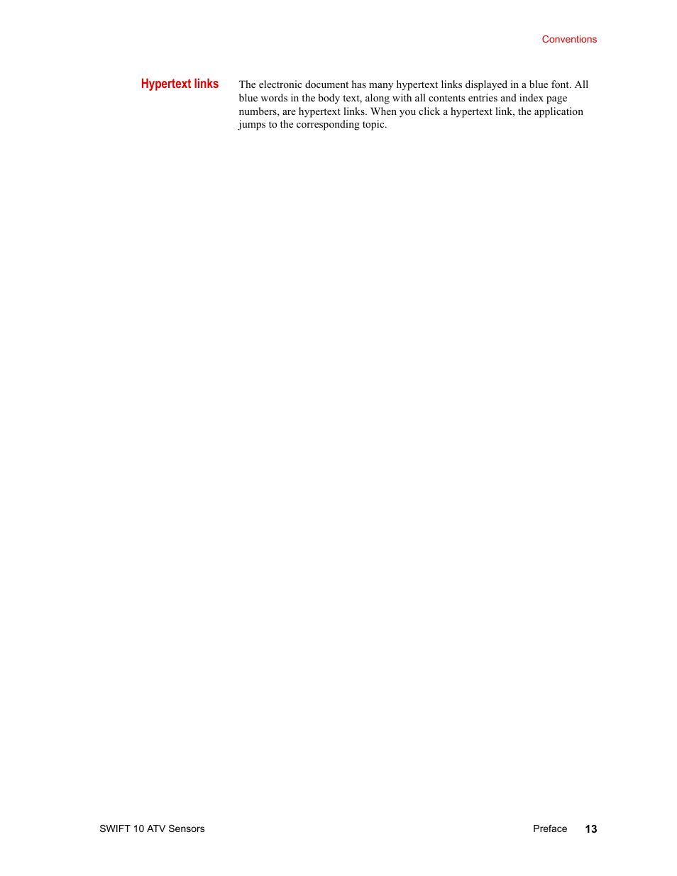 Hypertext links | MTS SWIFT 10 ATV Sensor User Manual | Page 13 / 144