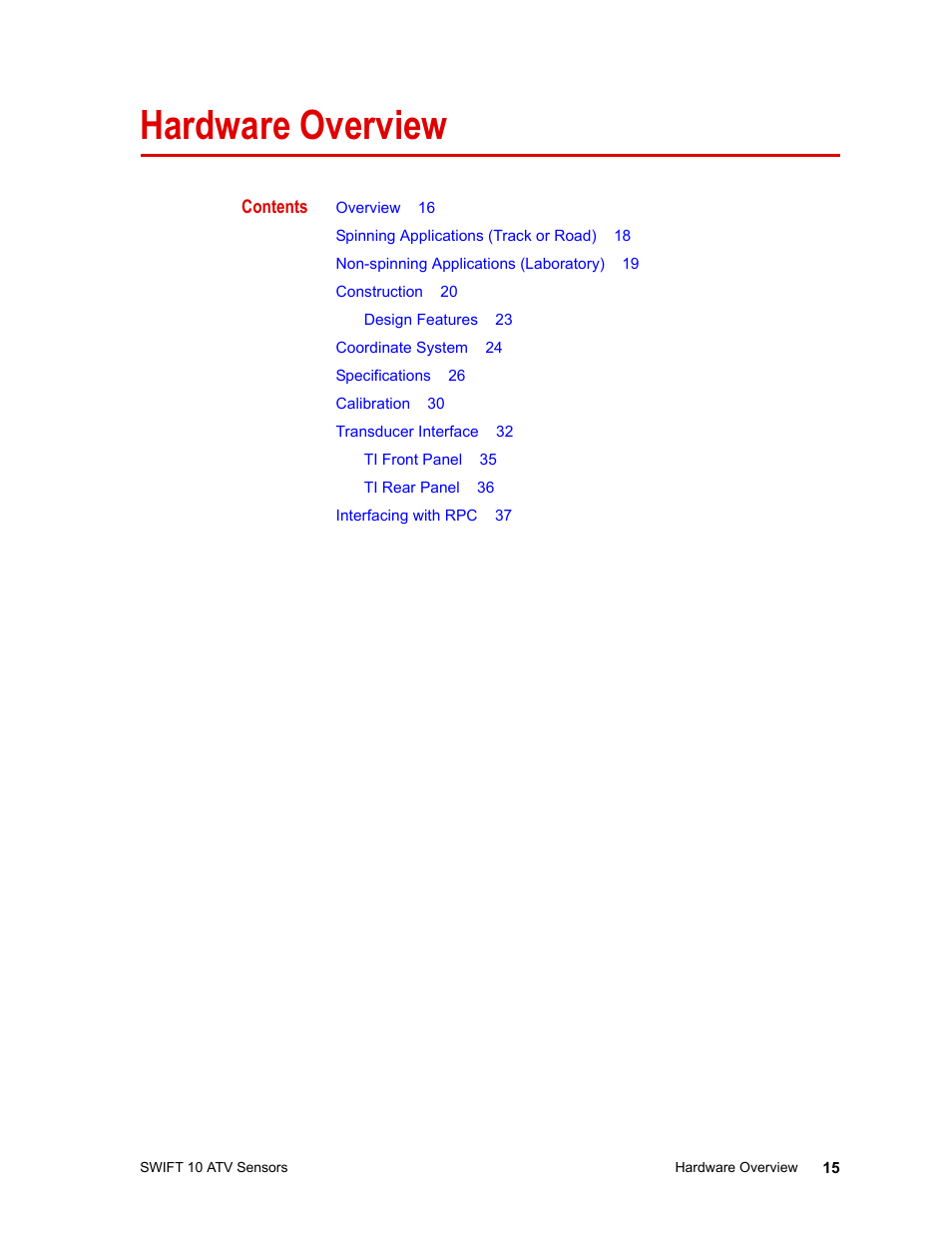 MTS SWIFT 10 ATV Sensor User Manual | Page 15 / 144