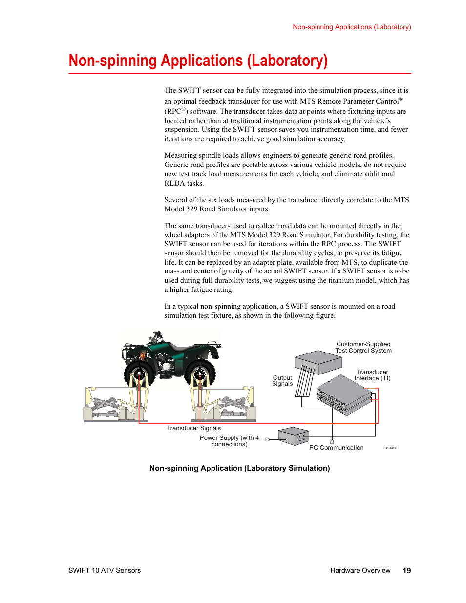 Non-spinning applications (laboratory), Coordinate system 24, Non-spinning applications (laboratory) 19 | MTS SWIFT 10 ATV Sensor User Manual | Page 19 / 144