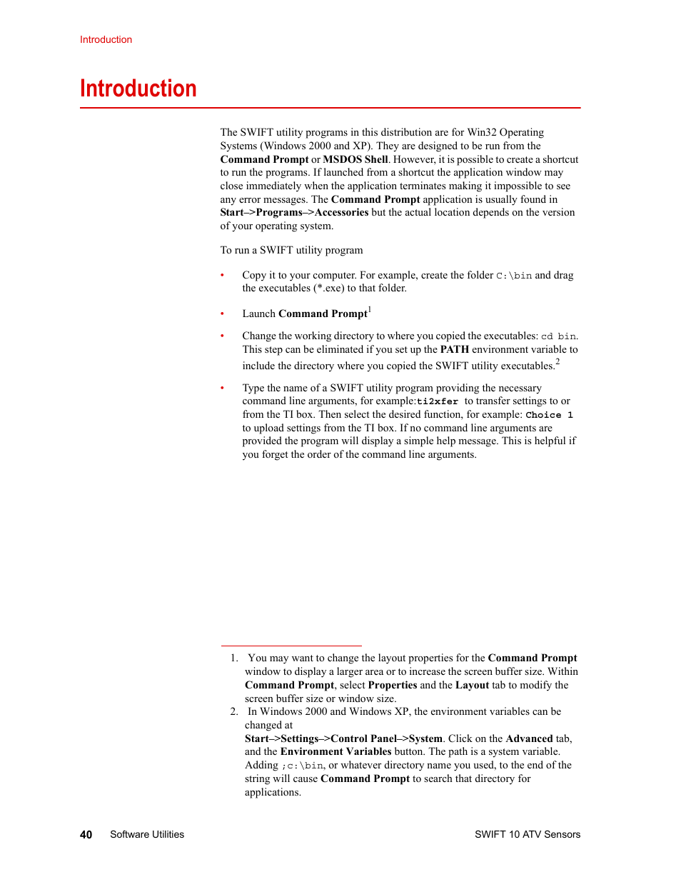 Introduction, Ti2xfer - transducer interface transfer 43, Introduction 40 | MTS SWIFT 10 ATV Sensor User Manual | Page 40 / 144