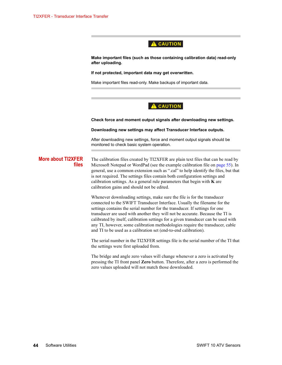 More about ti2xfer files | MTS SWIFT 10 ATV Sensor User Manual | Page 44 / 144