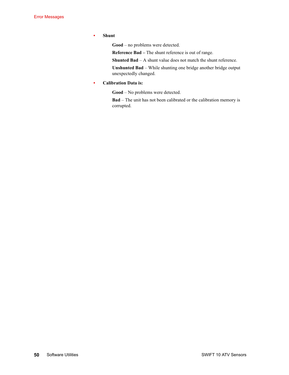 MTS SWIFT 10 ATV Sensor User Manual | Page 50 / 144