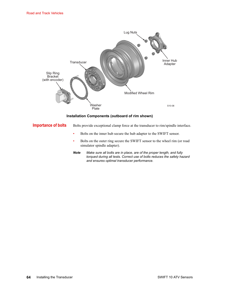 Importance of bolts | MTS SWIFT 10 ATV Sensor User Manual | Page 64 / 144