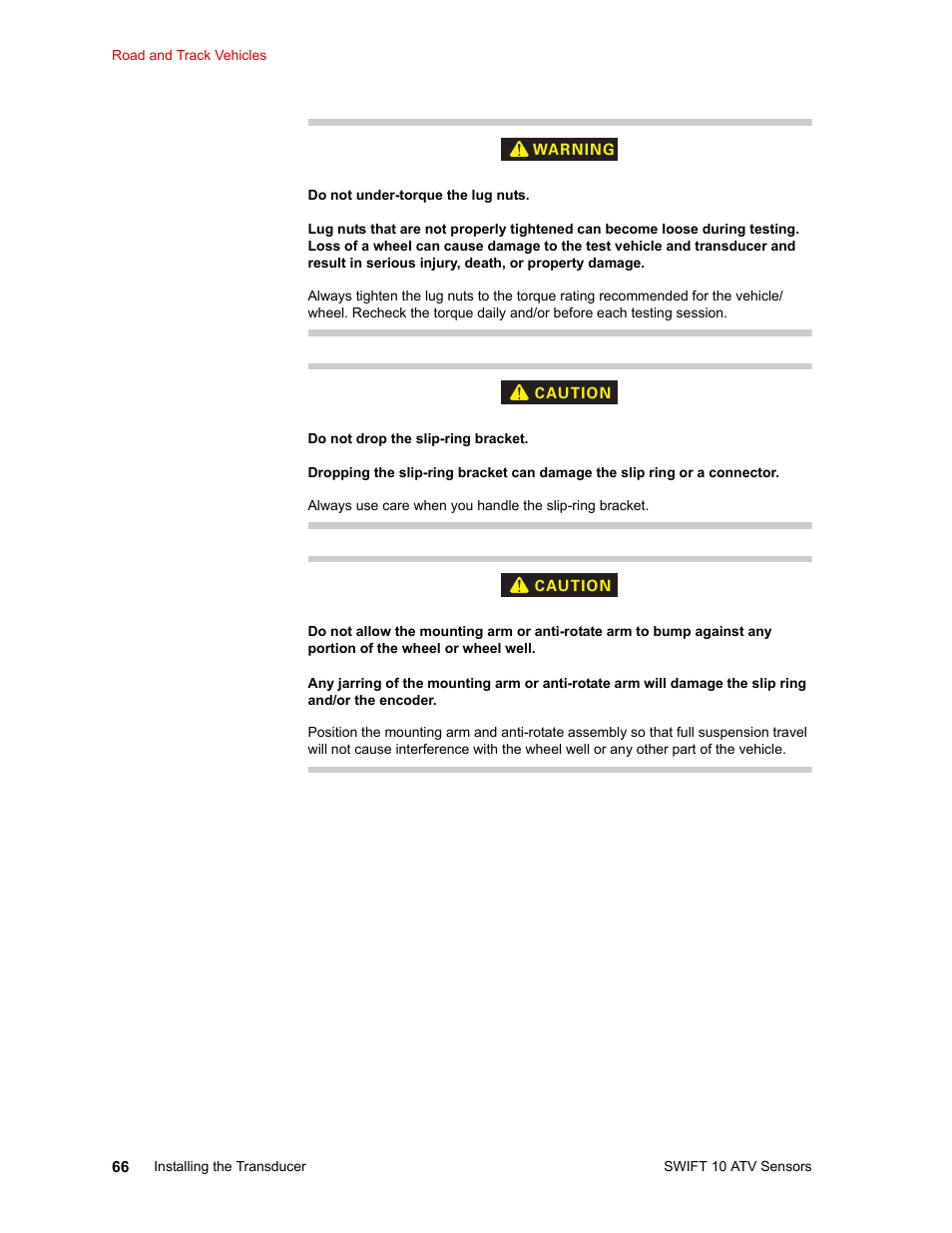 MTS SWIFT 10 ATV Sensor User Manual | Page 66 / 144