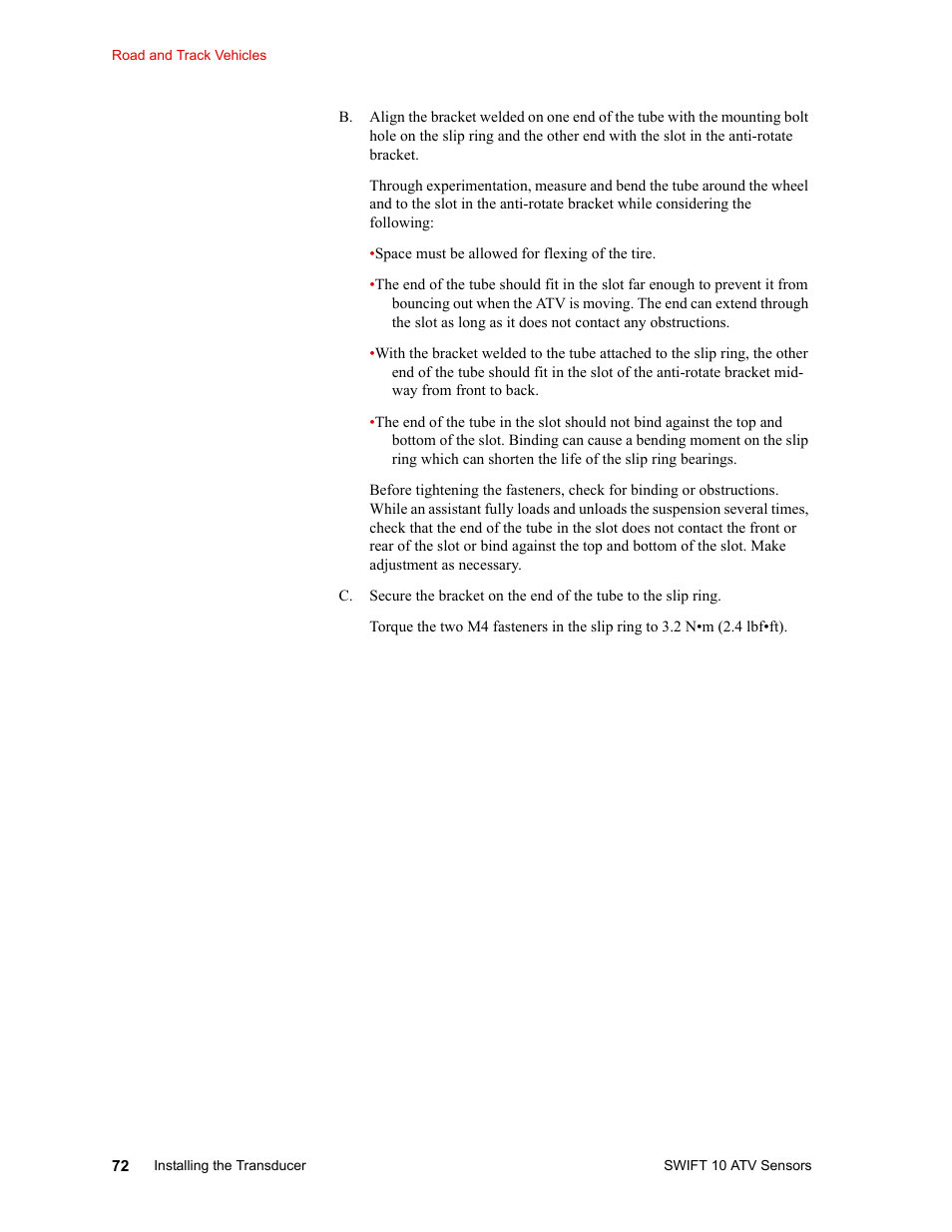 MTS SWIFT 10 ATV Sensor User Manual | Page 72 / 144