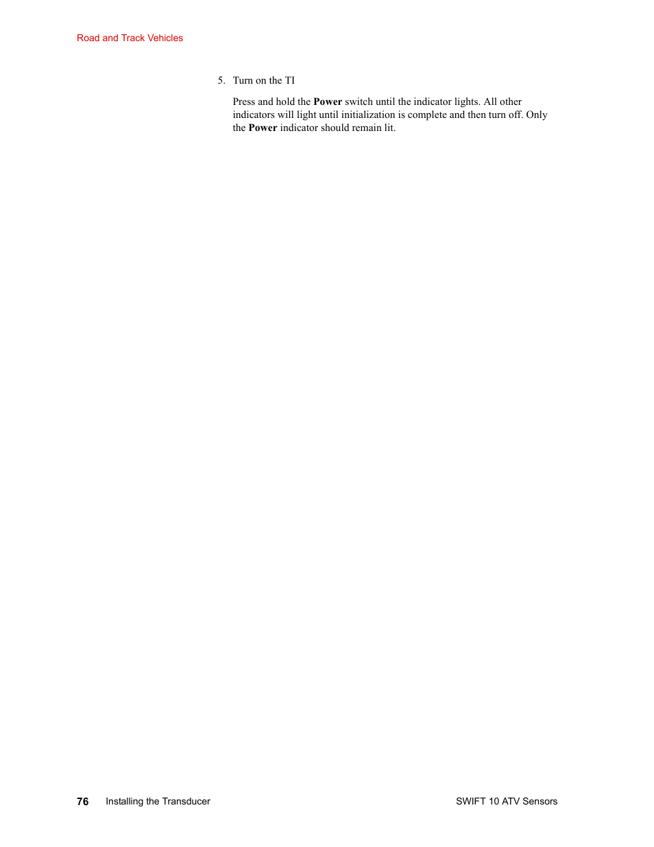 MTS SWIFT 10 ATV Sensor User Manual | Page 76 / 144