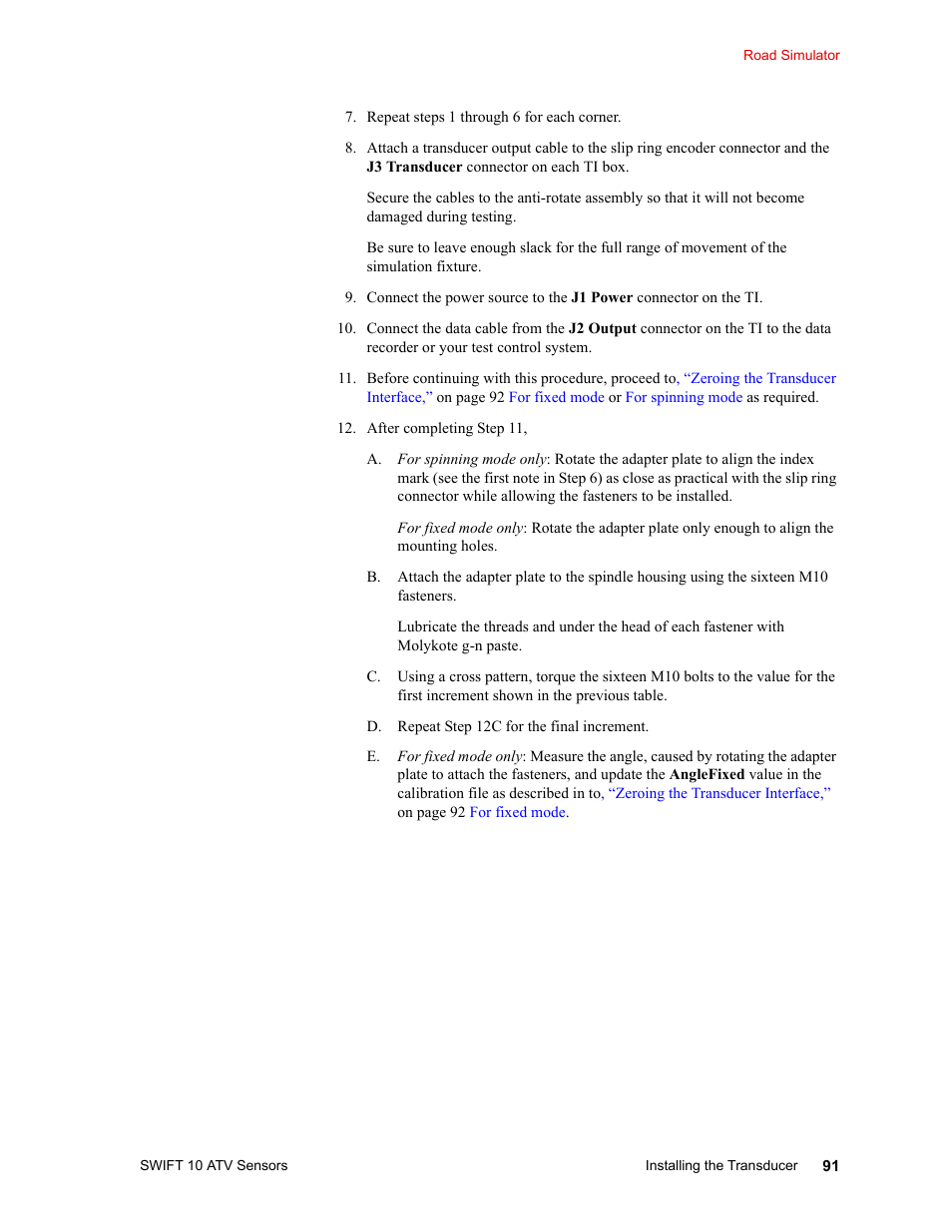 MTS SWIFT 10 ATV Sensor User Manual | Page 91 / 144
