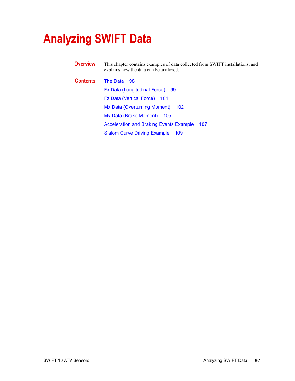 MTS SWIFT 10 ATV Sensor User Manual | Page 97 / 144