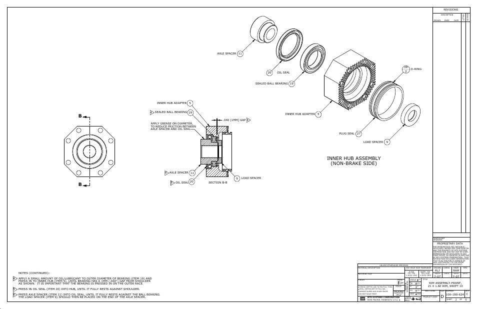 Inner hub assembly (non-brake side) | MTS SWIFT 10 MC Sensor User Manual | Page 127 / 144
