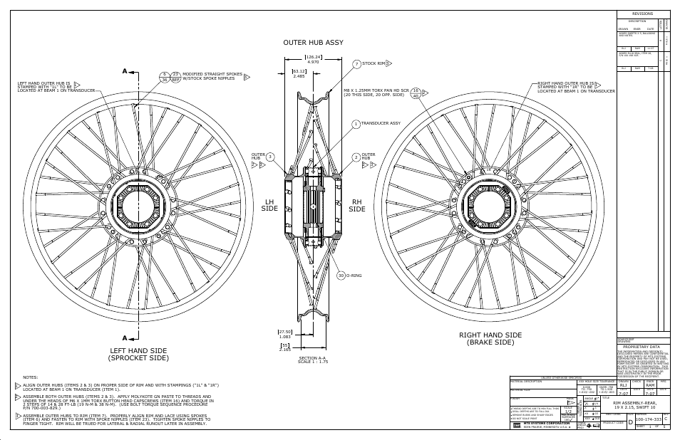 Aleft hand side (sprocket side) lh side | MTS SWIFT 10 MC Sensor User Manual | Page 131 / 144