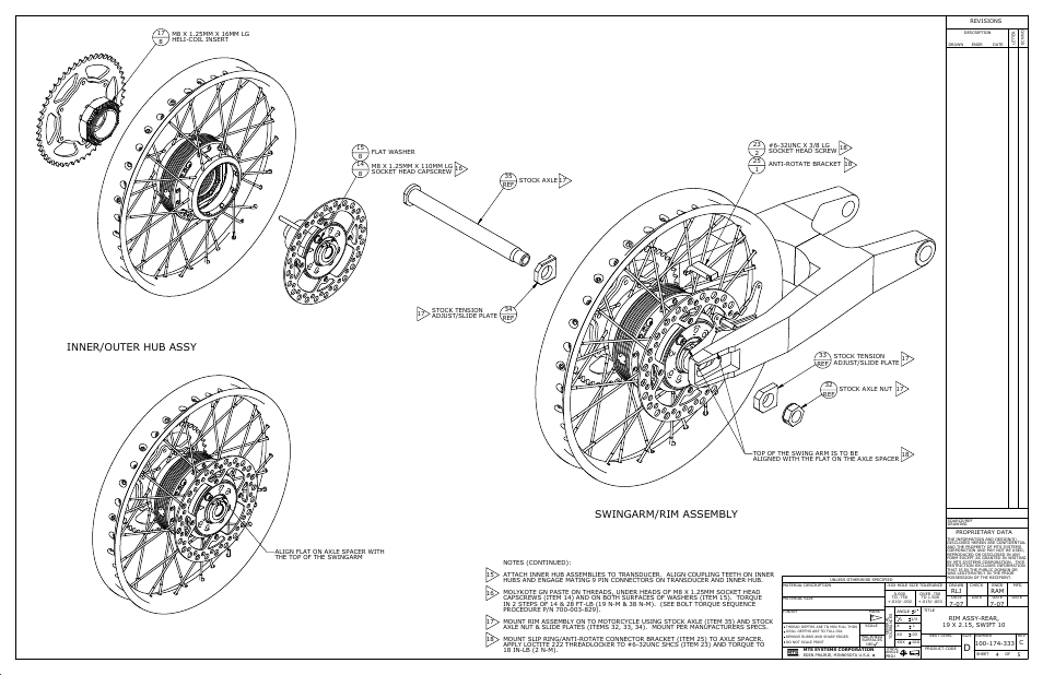 Swingarm/rim assembly, Inner/outer hub assy | MTS SWIFT 10 MC Sensor User Manual | Page 134 / 144