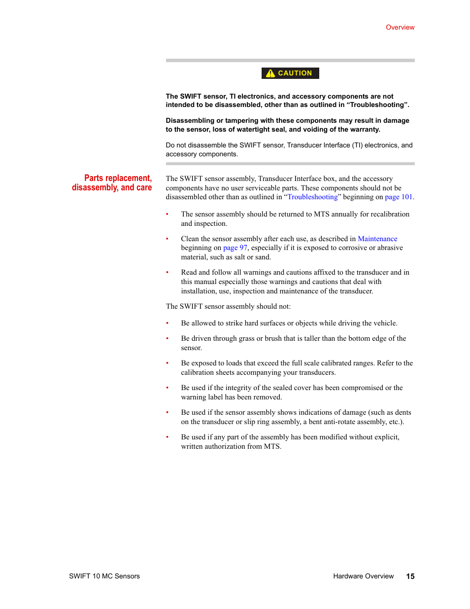 MTS SWIFT 10 MC Sensor User Manual | Page 15 / 144