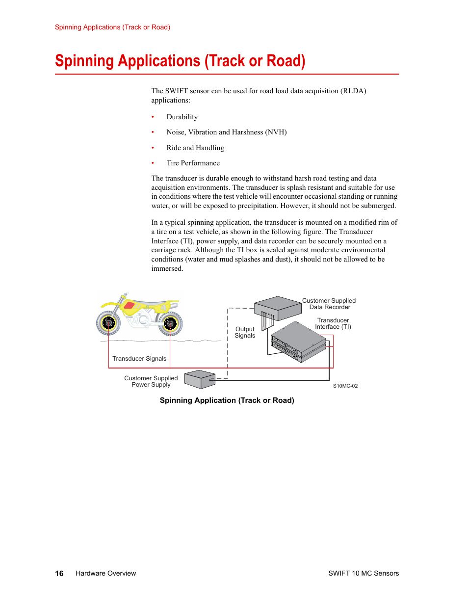 Spinning applications (track or road), Spinning applications (track or road) 16 | MTS SWIFT 10 MC Sensor User Manual | Page 16 / 144