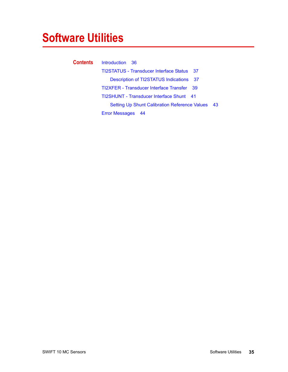Software utilities, Software utilities 35 | MTS SWIFT 10 MC Sensor User Manual | Page 35 / 144