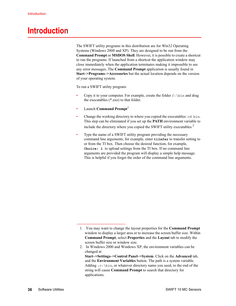 Introduction, Introduction 36 | MTS SWIFT 10 MC Sensor User Manual | Page 36 / 144