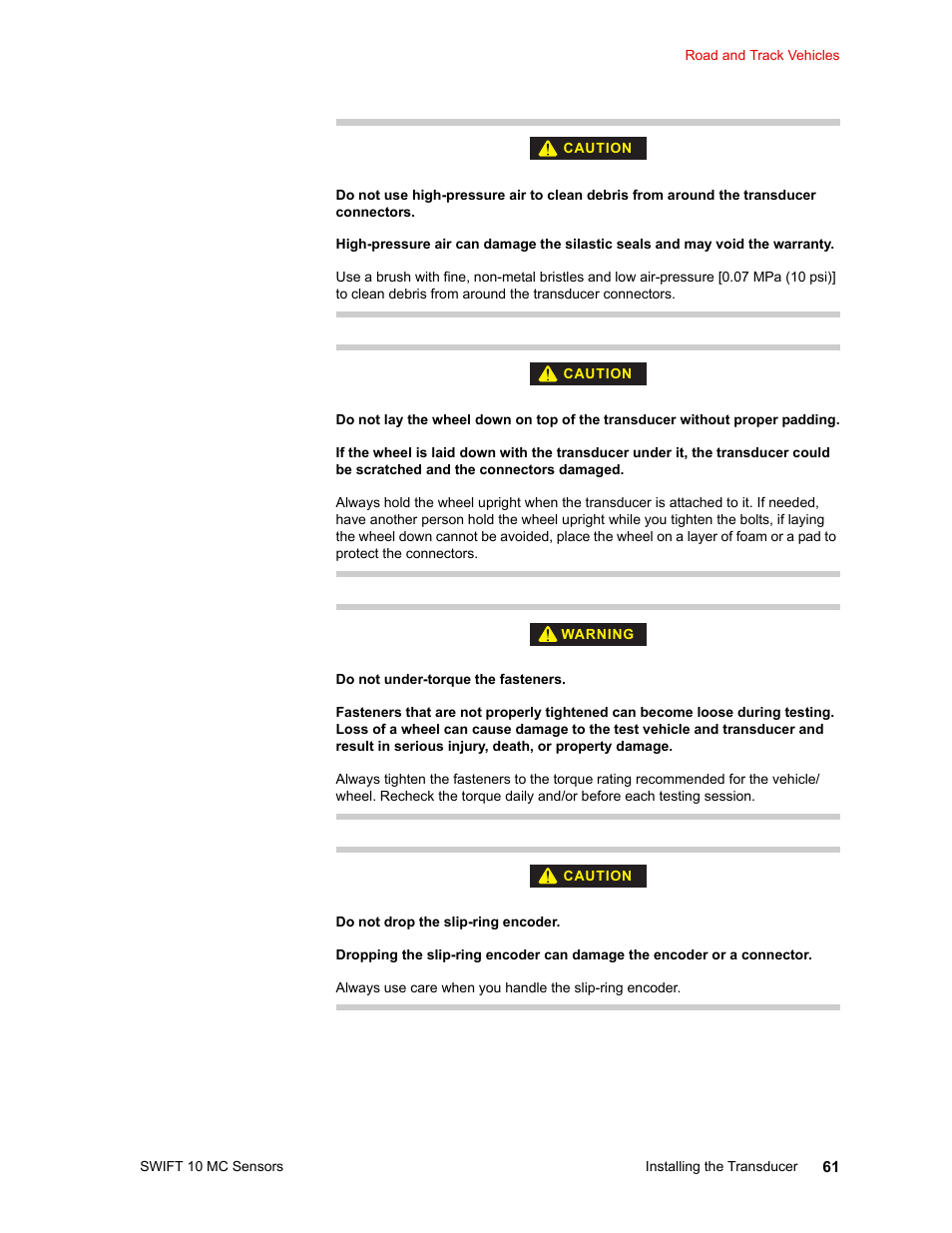 MTS SWIFT 10 MC Sensor User Manual | Page 61 / 144