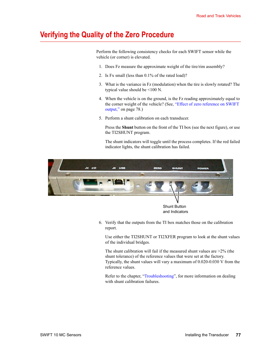 Verifying the quality of the zero procedure, Verifying the quality of the zero procedure 77 | MTS SWIFT 10 MC Sensor User Manual | Page 77 / 144