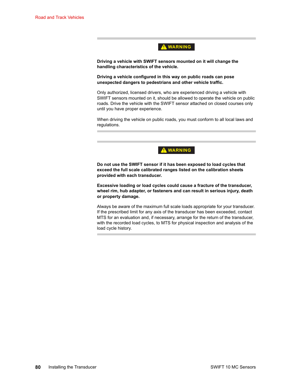 MTS SWIFT 10 MC Sensor User Manual | Page 80 / 144