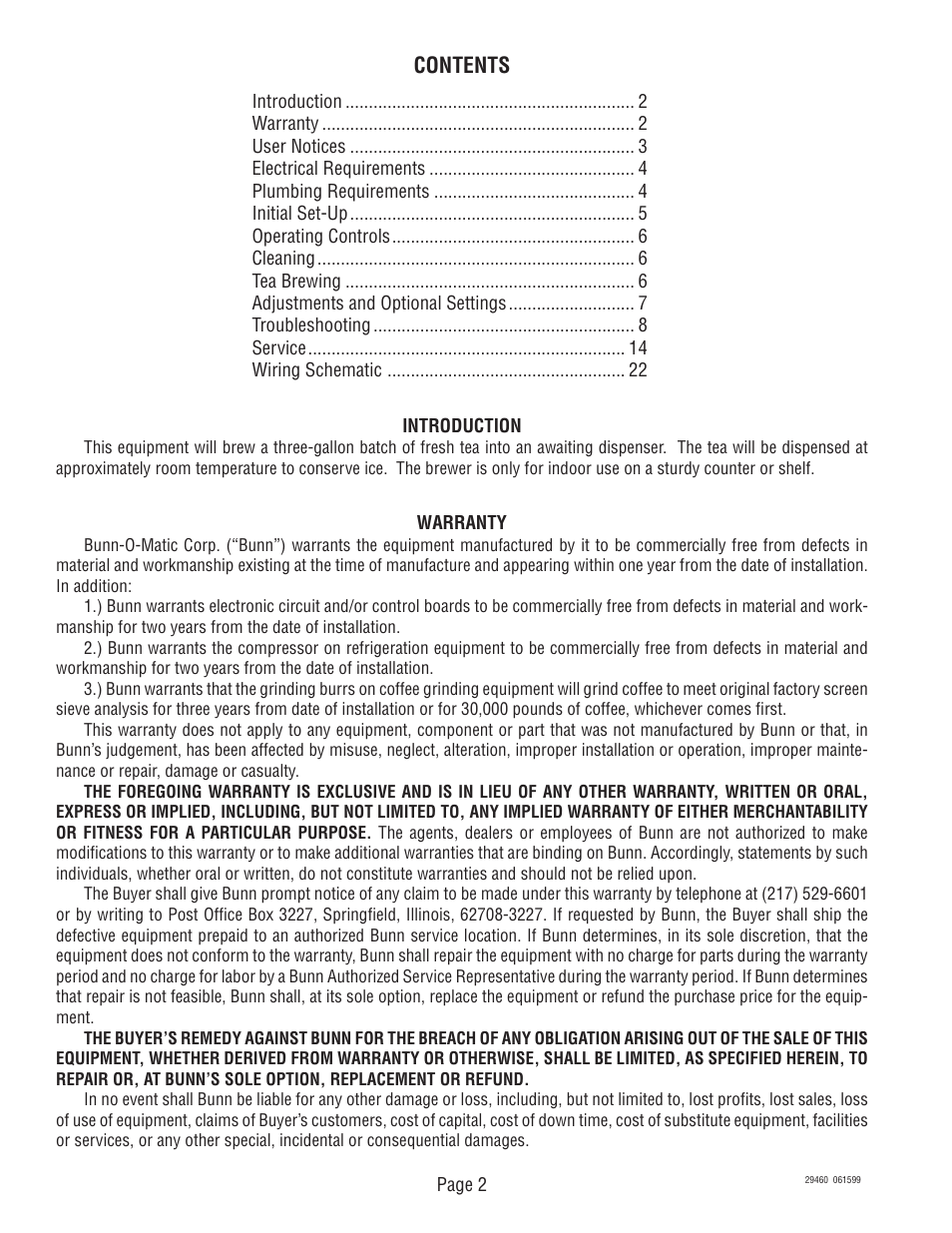 Bunn TU3Q-EZ User Manual | Page 2 / 22