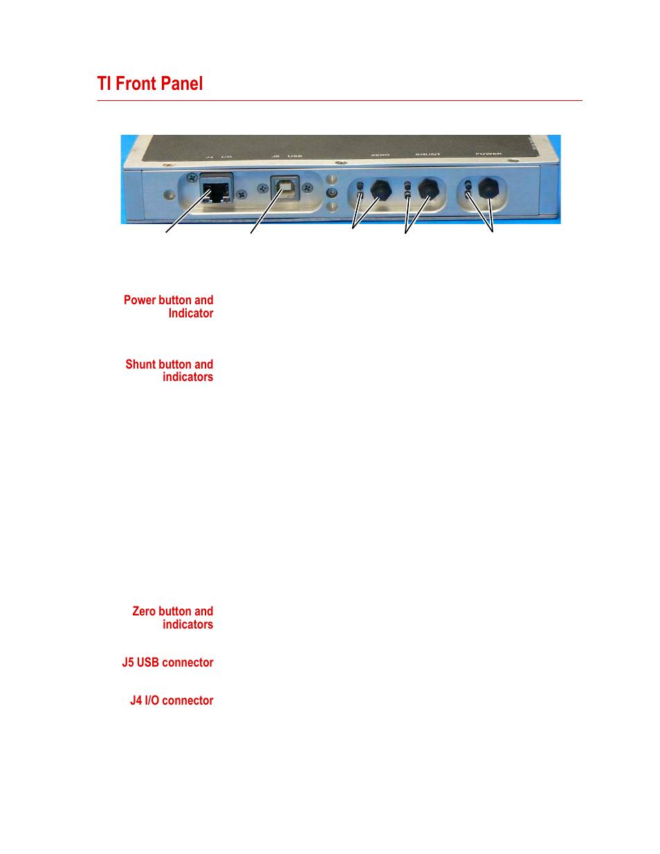 Ti front panel, Ti front panel 27 | MTS WIFT Mini Transducer Interface User Manual | Page 27 / 86