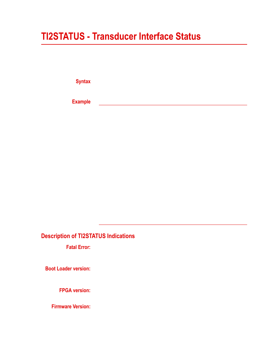 Ti2status - transducer interface status, Description of ti2status indications, Ti2status - transducer interface status 31 | Description of ti2status indications 31 | MTS WIFT Mini Transducer Interface User Manual | Page 31 / 86