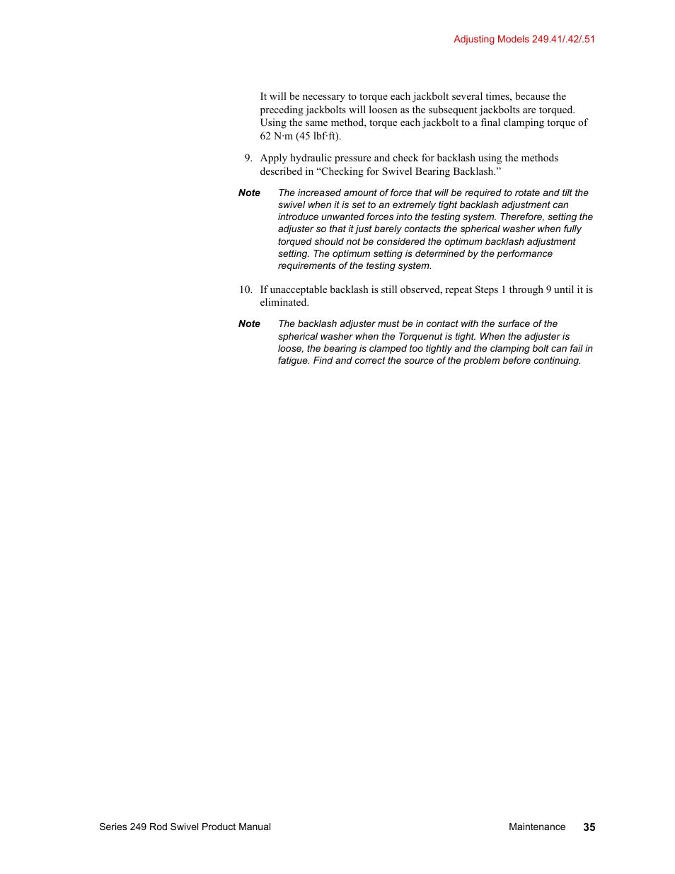 MTS Series 249 Swivels User Manual | Page 35 / 40