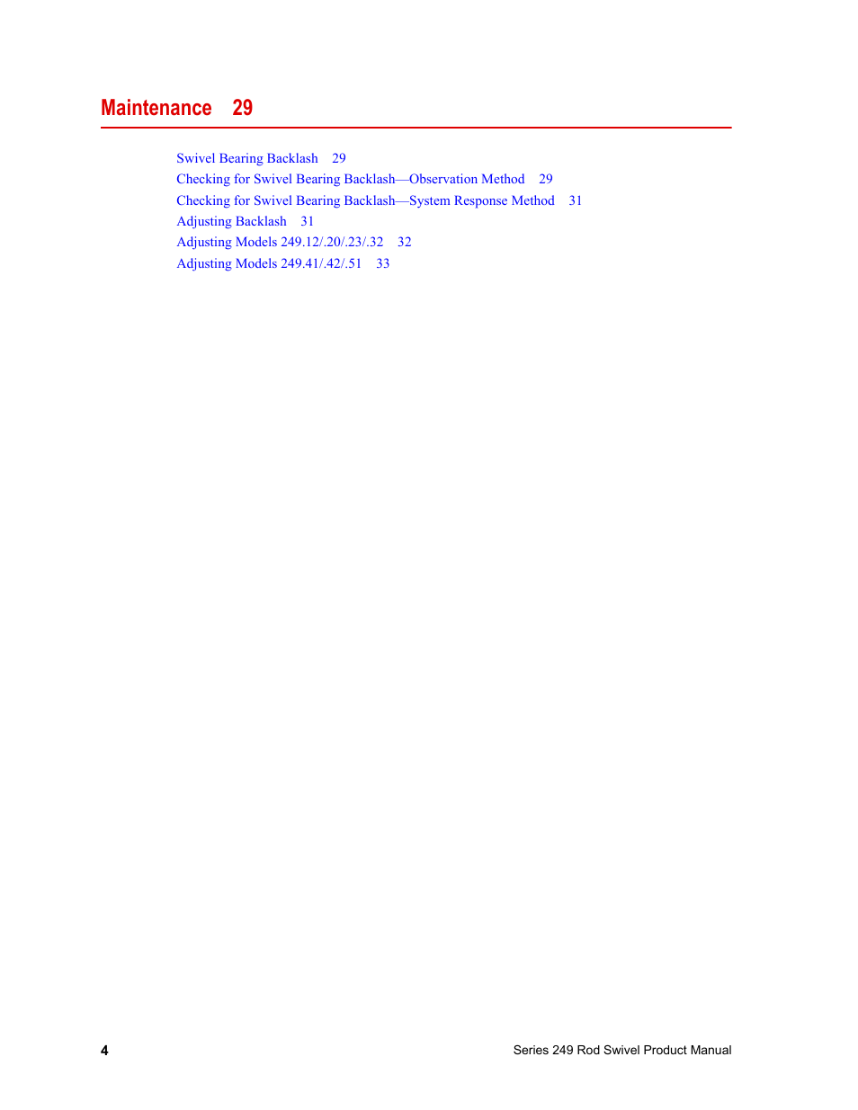 Maintenance 29 | MTS Series 249 Swivels User Manual | Page 4 / 40