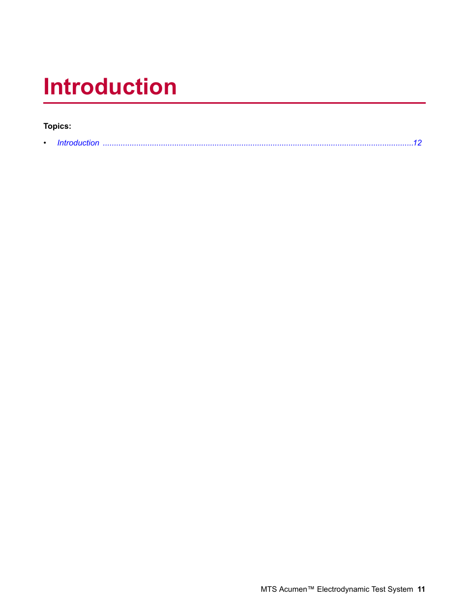 Introduction | MTS Acumen Electrodynamic User Manual | Page 11 / 42