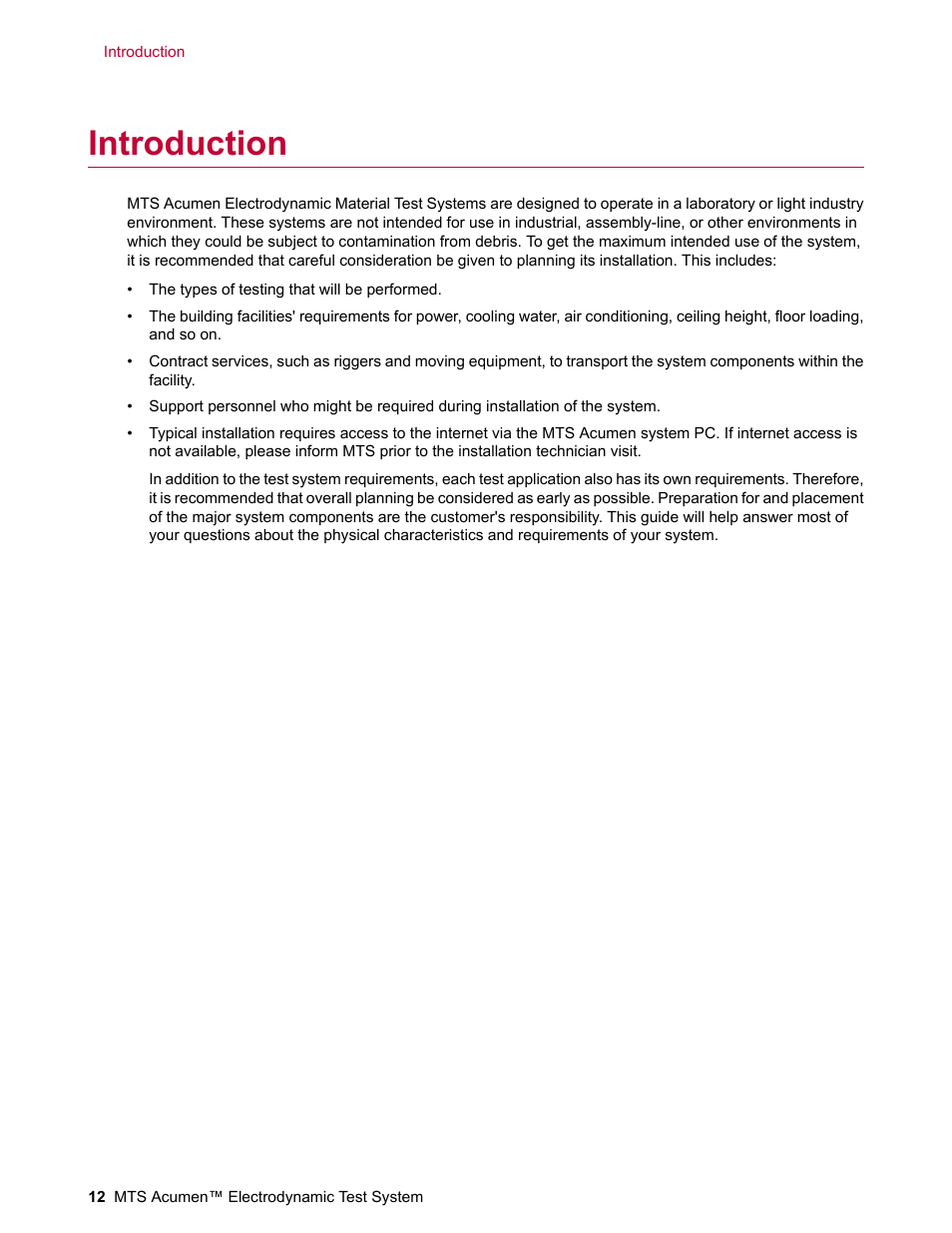 Introduction | MTS Acumen Electrodynamic User Manual | Page 12 / 42