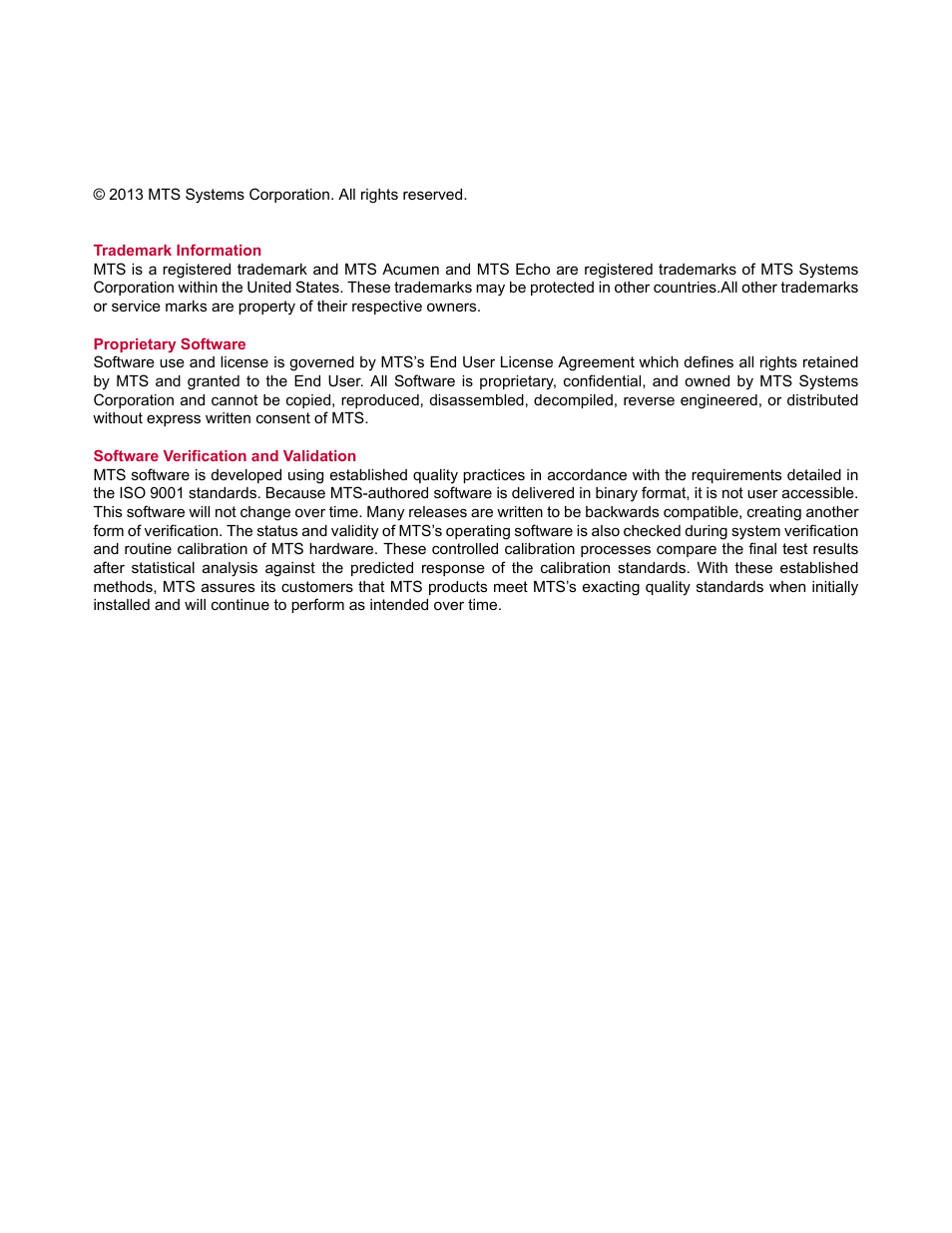 MTS Acumen Electrodynamic User Manual | Page 2 / 42