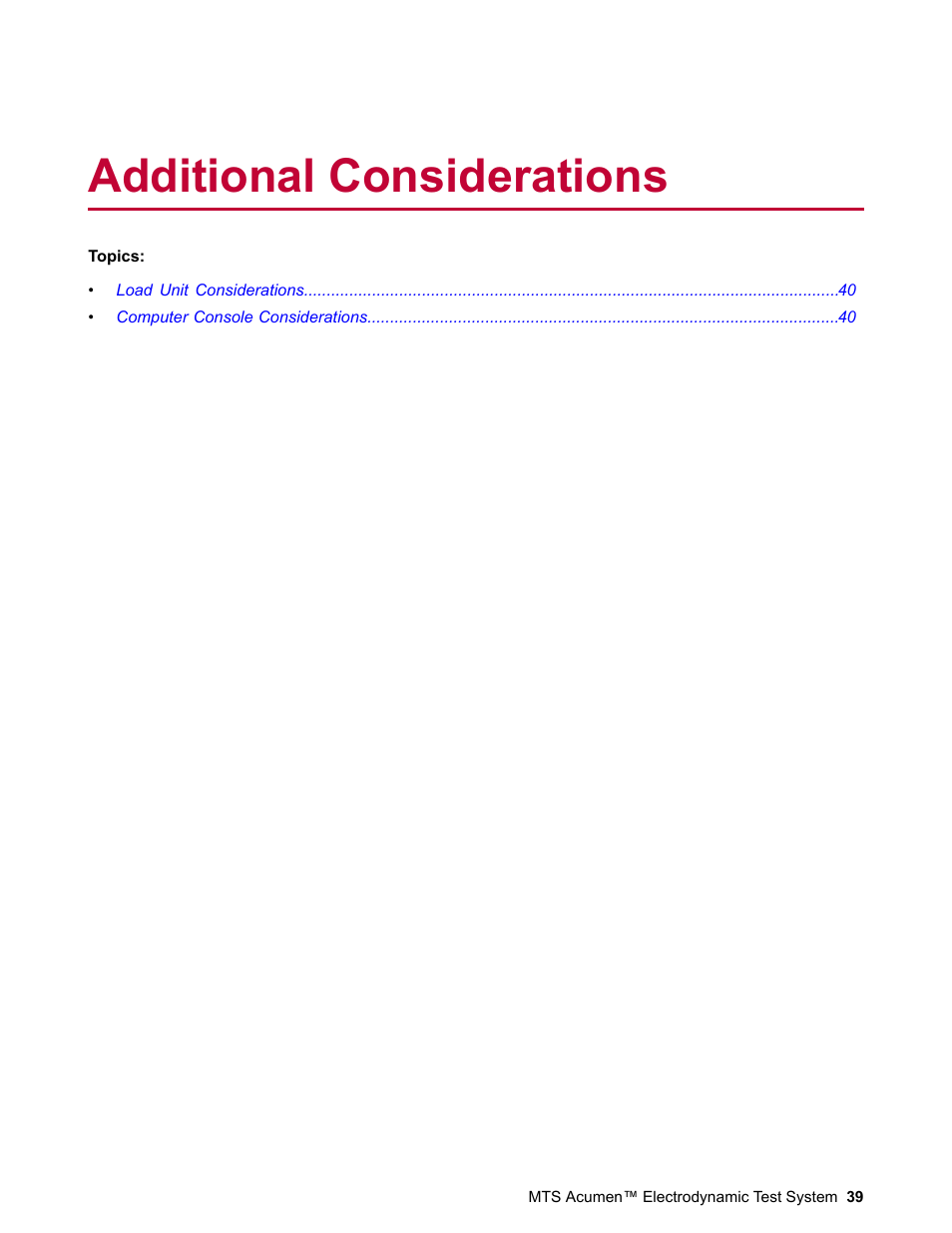 Additional considerations | MTS Acumen Electrodynamic User Manual | Page 39 / 42