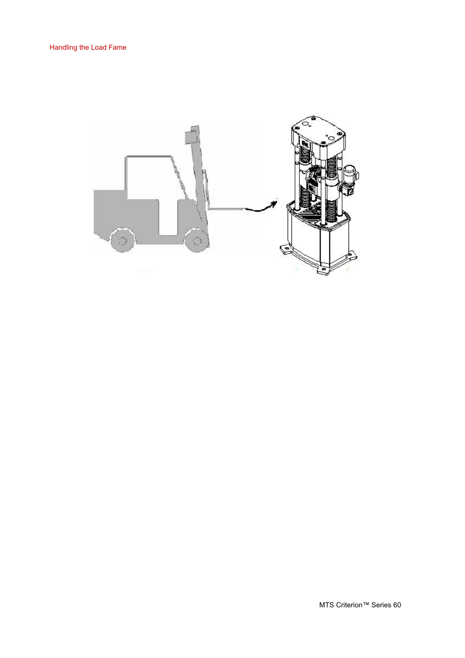 Moving the load frame with an overhead crane, Moving the load frame with an overhead crane 28, Moving the load frame with an | Overhead crane | MTS Criterion Series 60 User Manual | Page 28 / 42