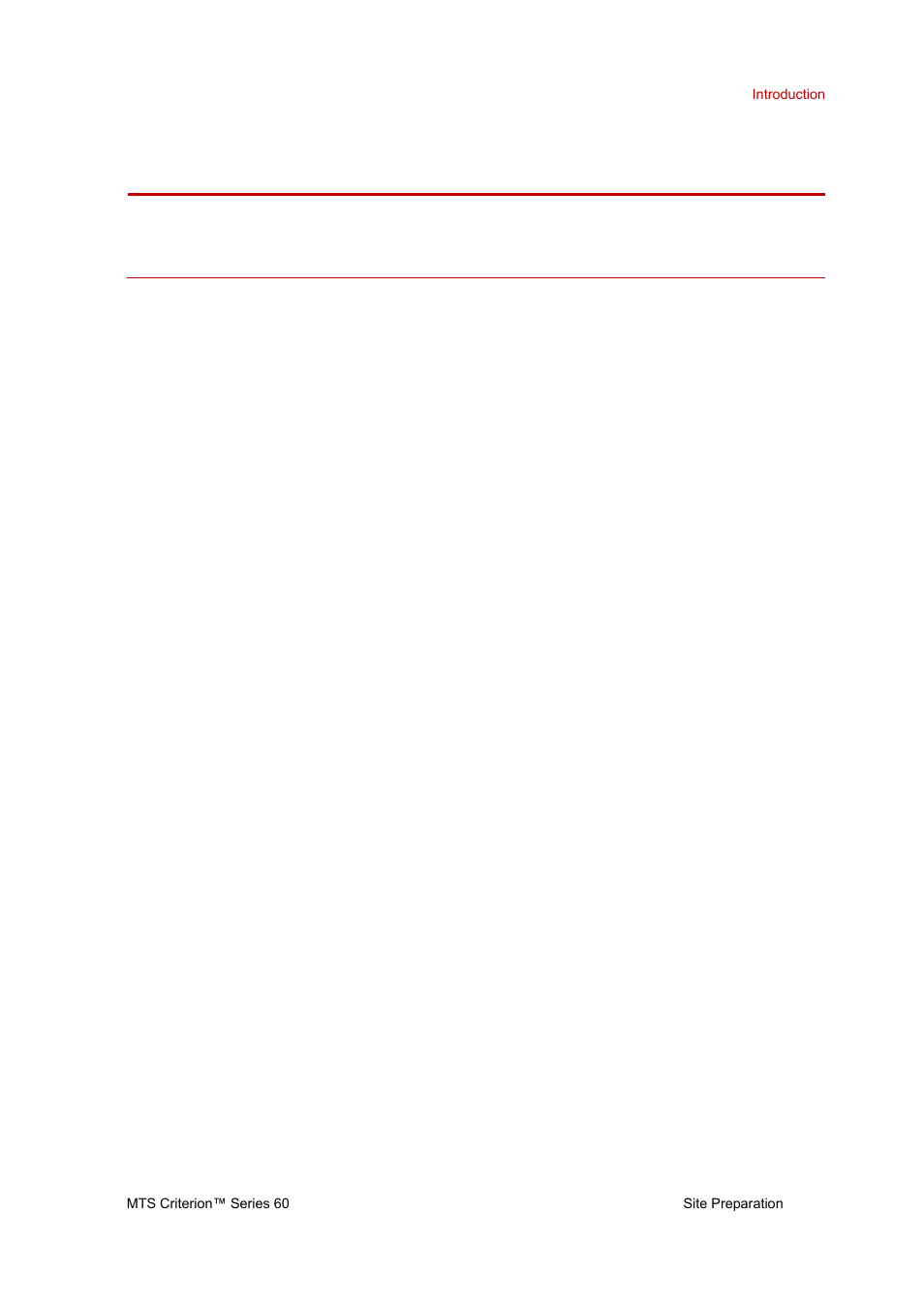 Site preparation, Introduction, Site preparation 5 | Introduction 5 | MTS Criterion Series 60 User Manual | Page 5 / 42