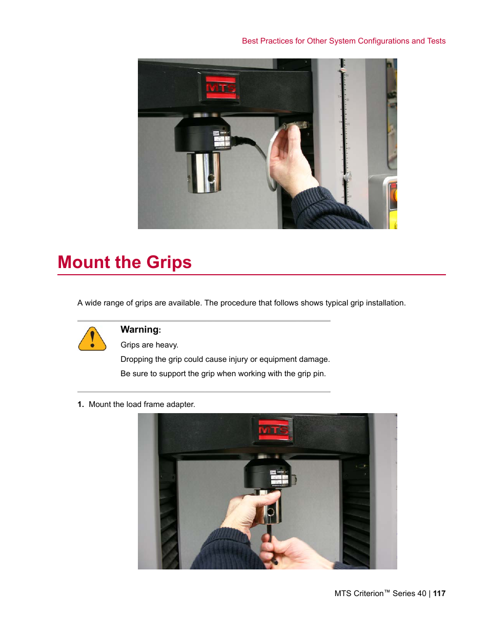 Mount the grips | MTS Criterion Series 40 User Manual | Page 117 / 142