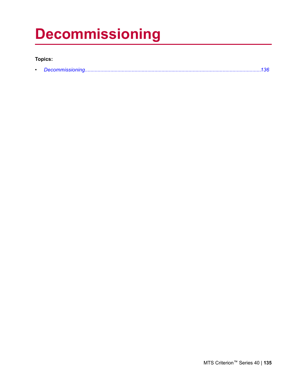 Decommissioning | MTS Criterion Series 40 User Manual | Page 135 / 142