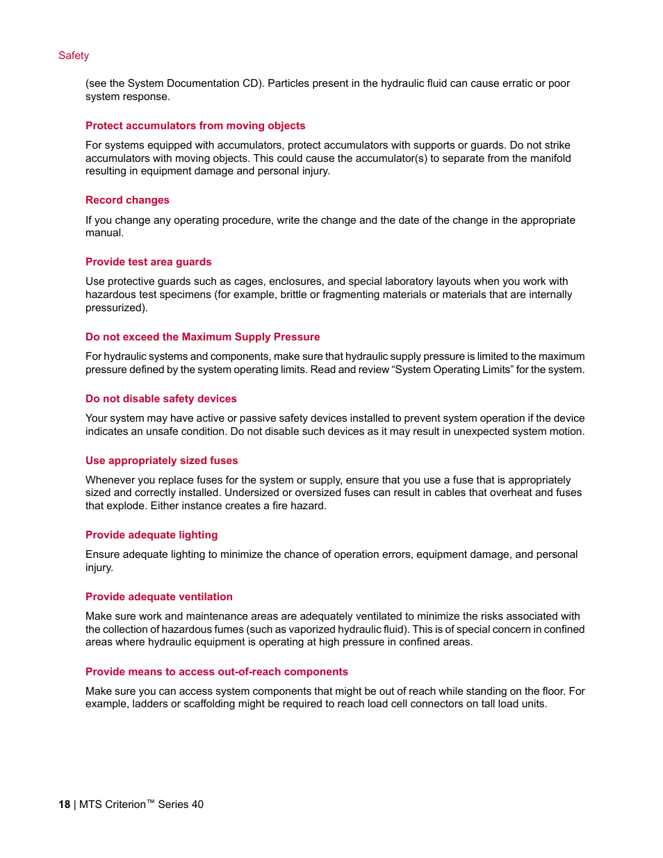 MTS Criterion Series 40 User Manual | Page 18 / 142