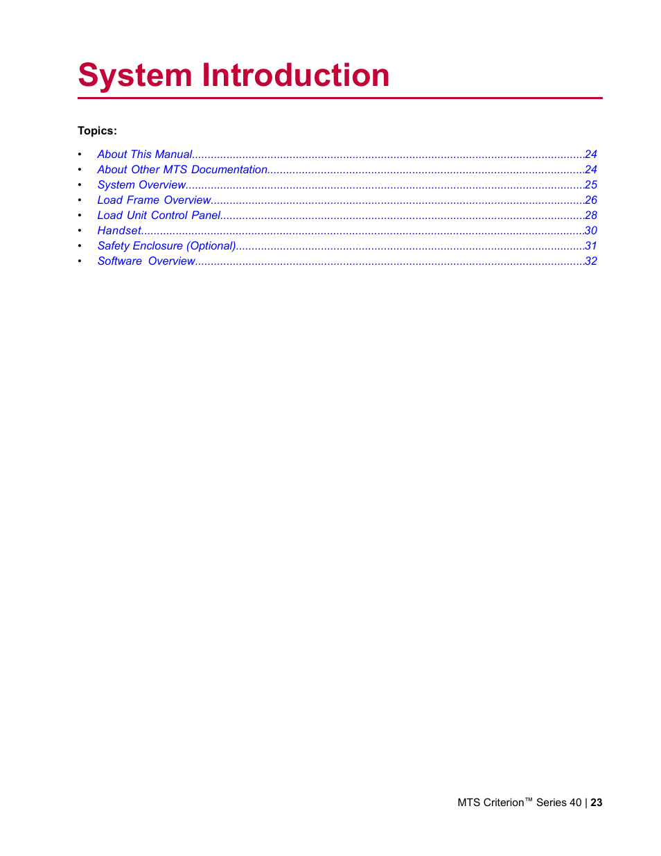 System introduction | MTS Criterion Series 40 User Manual | Page 23 / 142