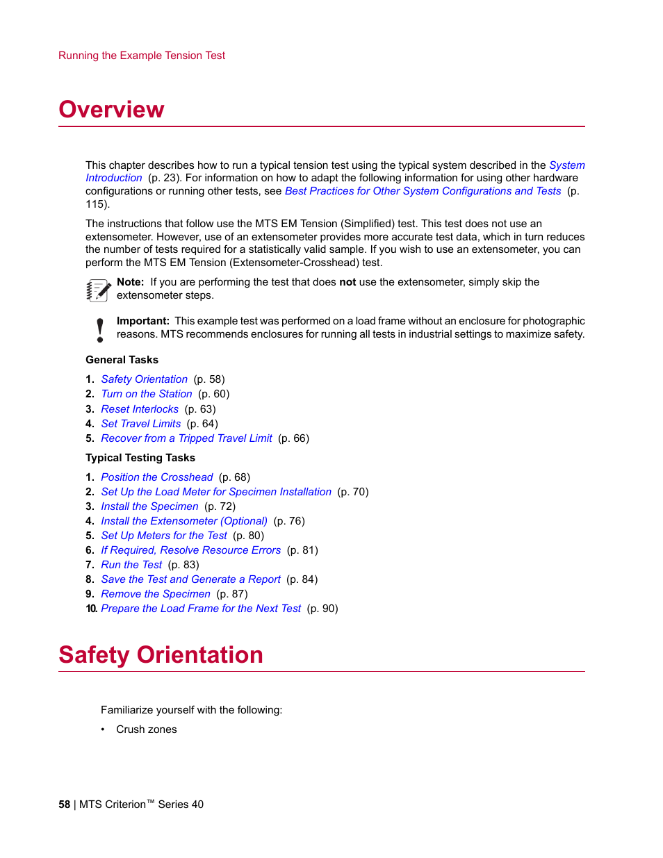 Overview, Safety orientation | MTS Criterion Series 40 User Manual | Page 58 / 142