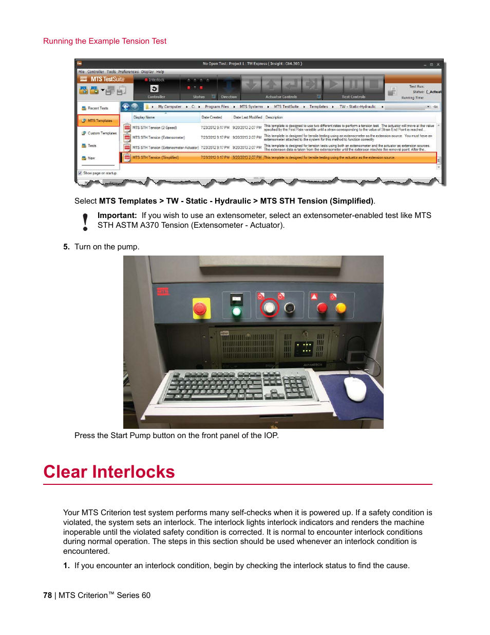 Clear interlocks | MTS Criterion Series 60 User Manual | Page 78 / 146