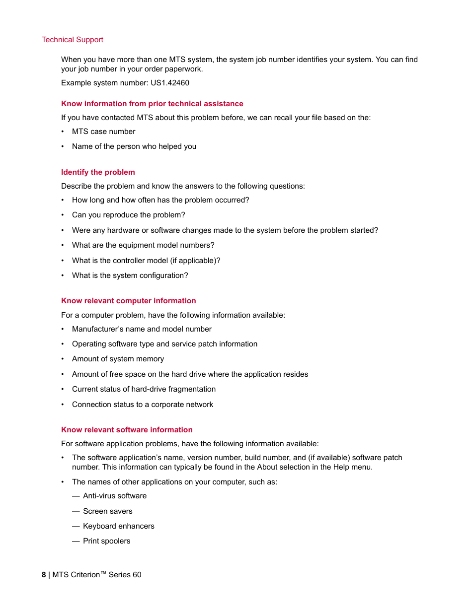 MTS Criterion Series 60 User Manual | Page 8 / 146