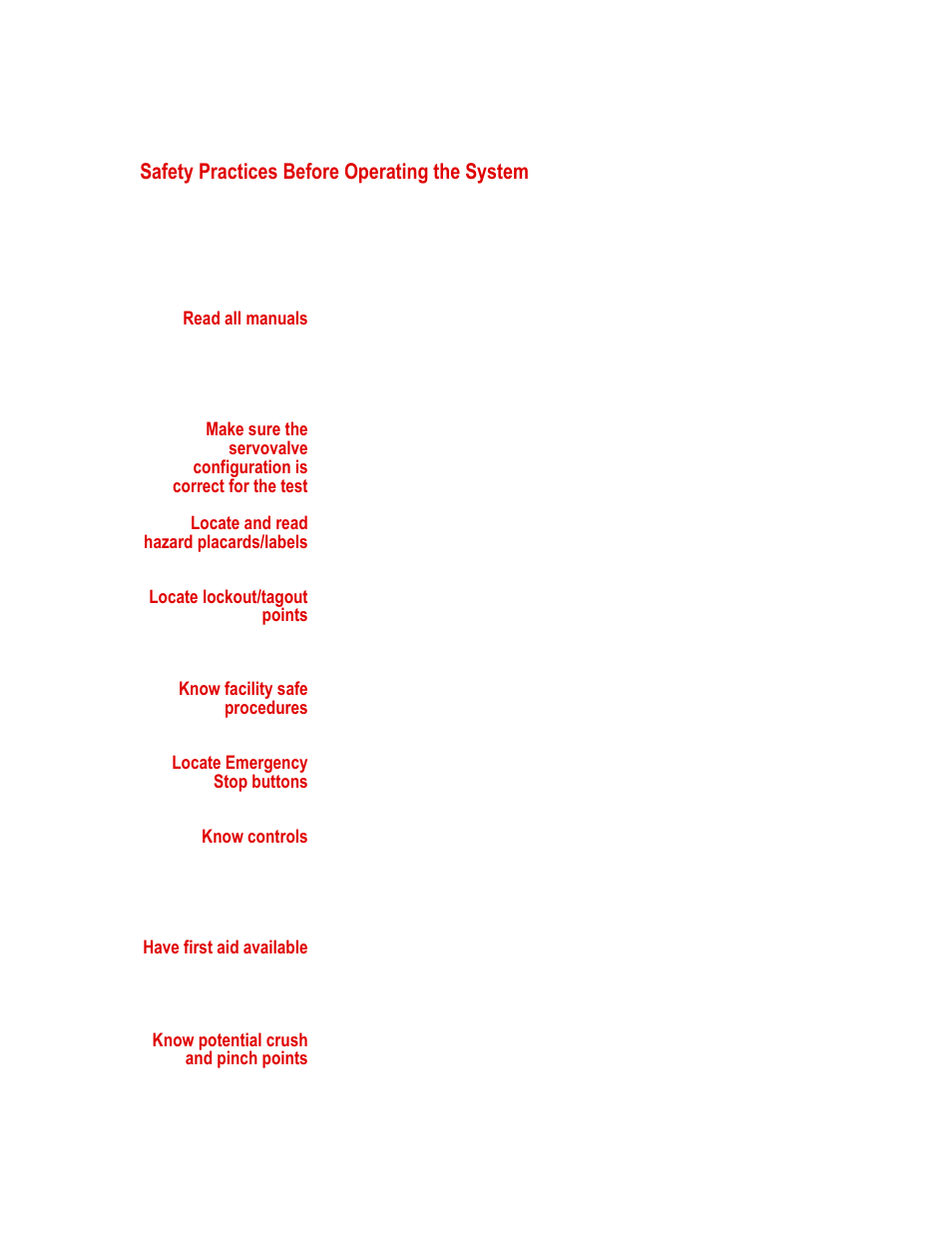 Safety practices before operating the system, Safety practices before operating the system 19 | MTS 85X Damper User Manual | Page 19 / 56