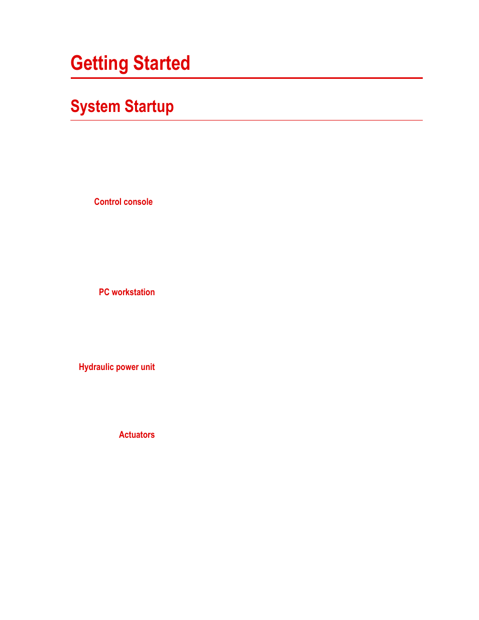 Getting started, System startup, Getting started 25 | System startup 25 | MTS 85X Damper User Manual | Page 25 / 56