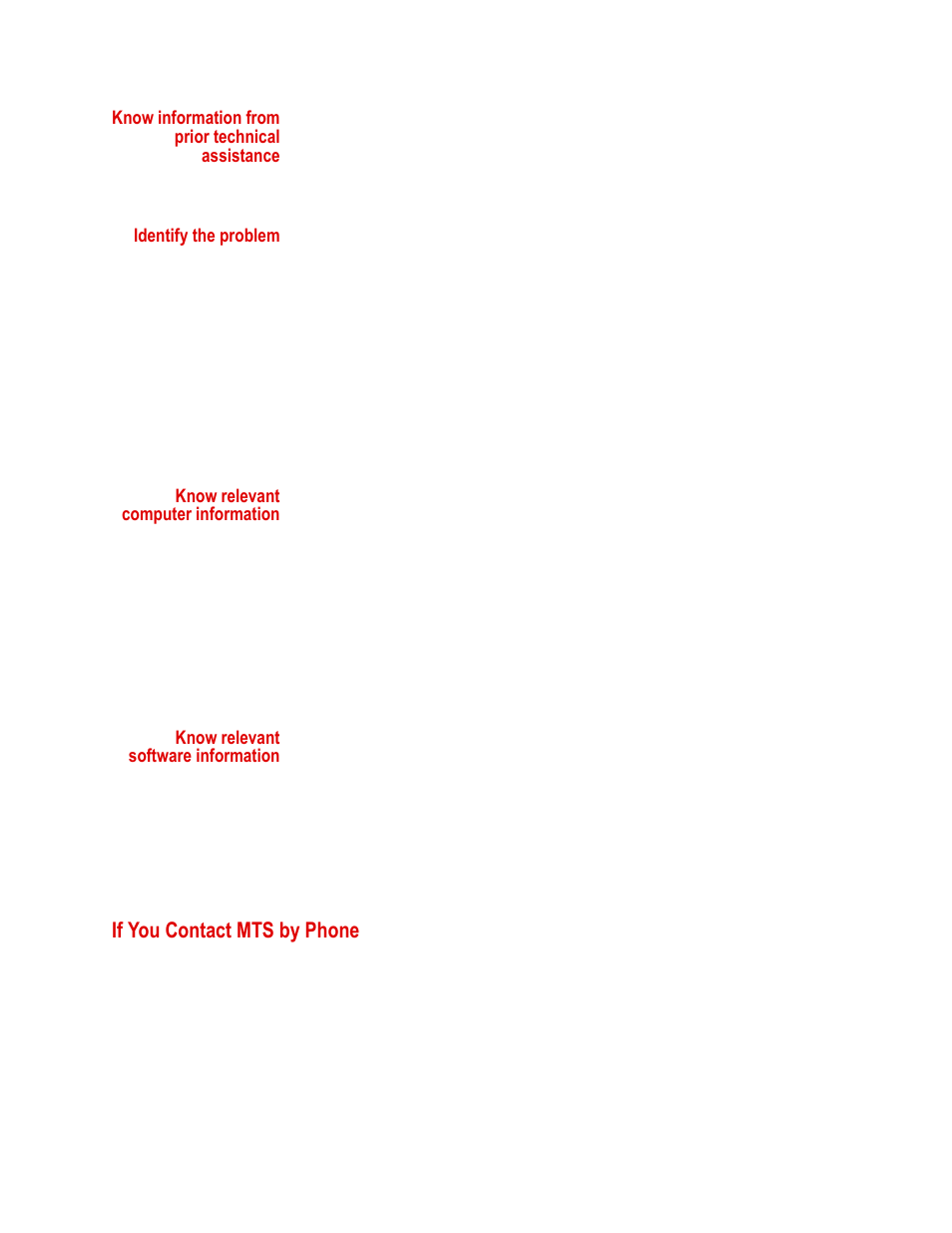 If you contact mts by phone, If you contact mts by phone 6 | MTS 85X Damper User Manual | Page 6 / 56