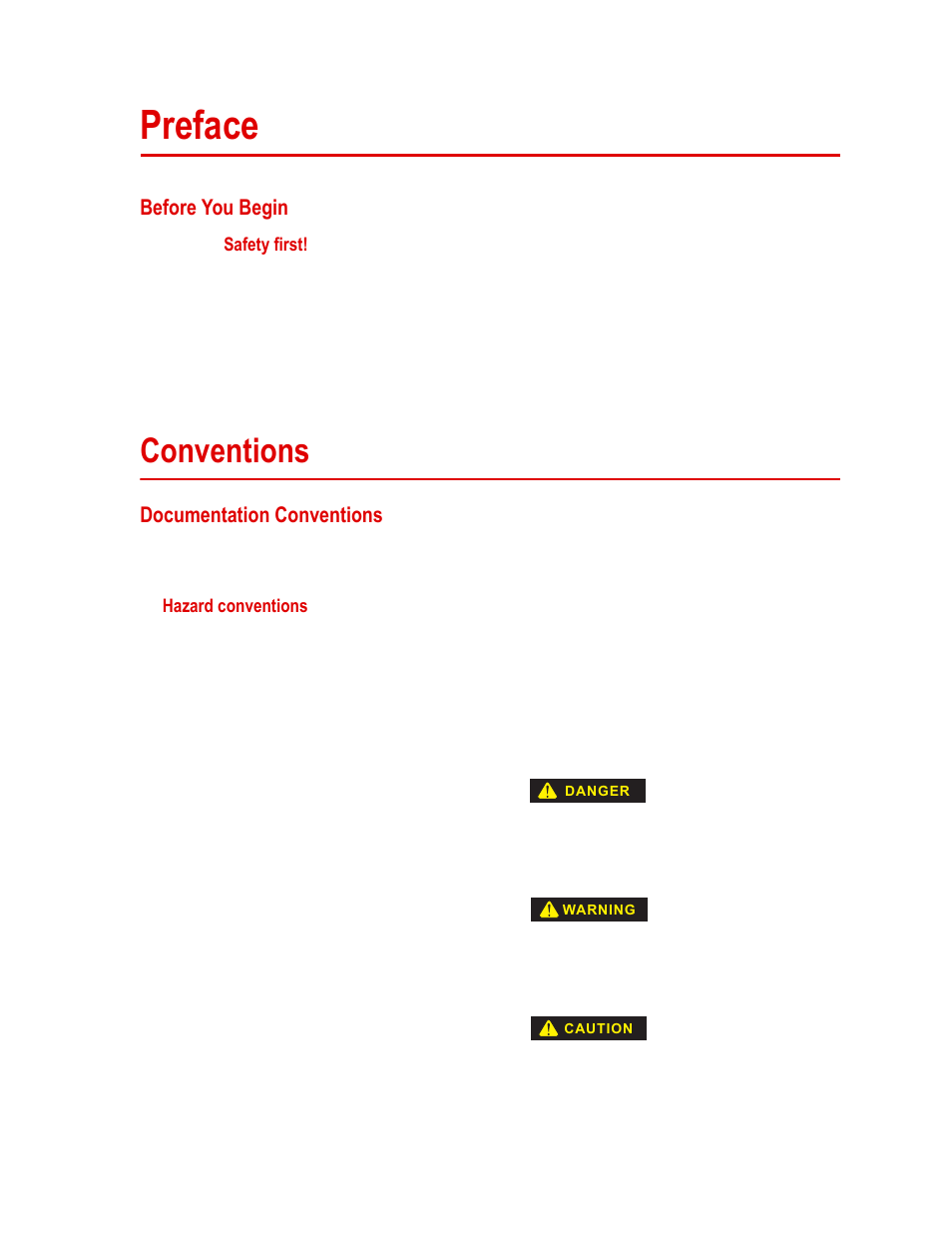 Preface, Before you begin, Conventions | Documentation conventions, Preface 9, Before you begin 9, Conventions 9, Documentation conventions 9 | MTS 85X Damper User Manual | Page 9 / 56