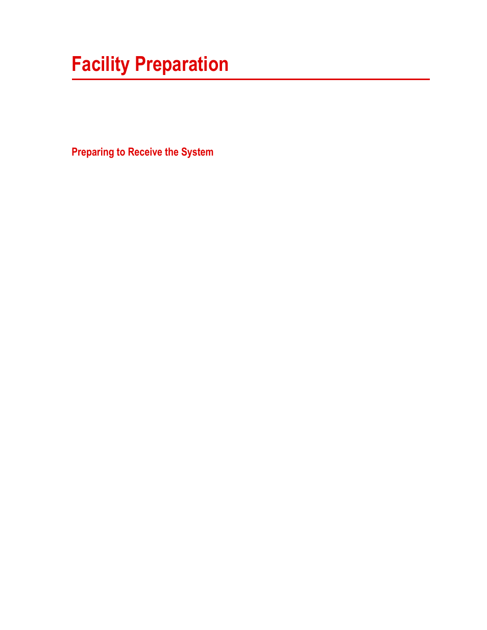 Facility preparation, Preparing to receive the system, Facility preparation 7 | Preparing to receive the system 7 | MTS Landmark  Site Prep Guide User Manual | Page 7 / 34