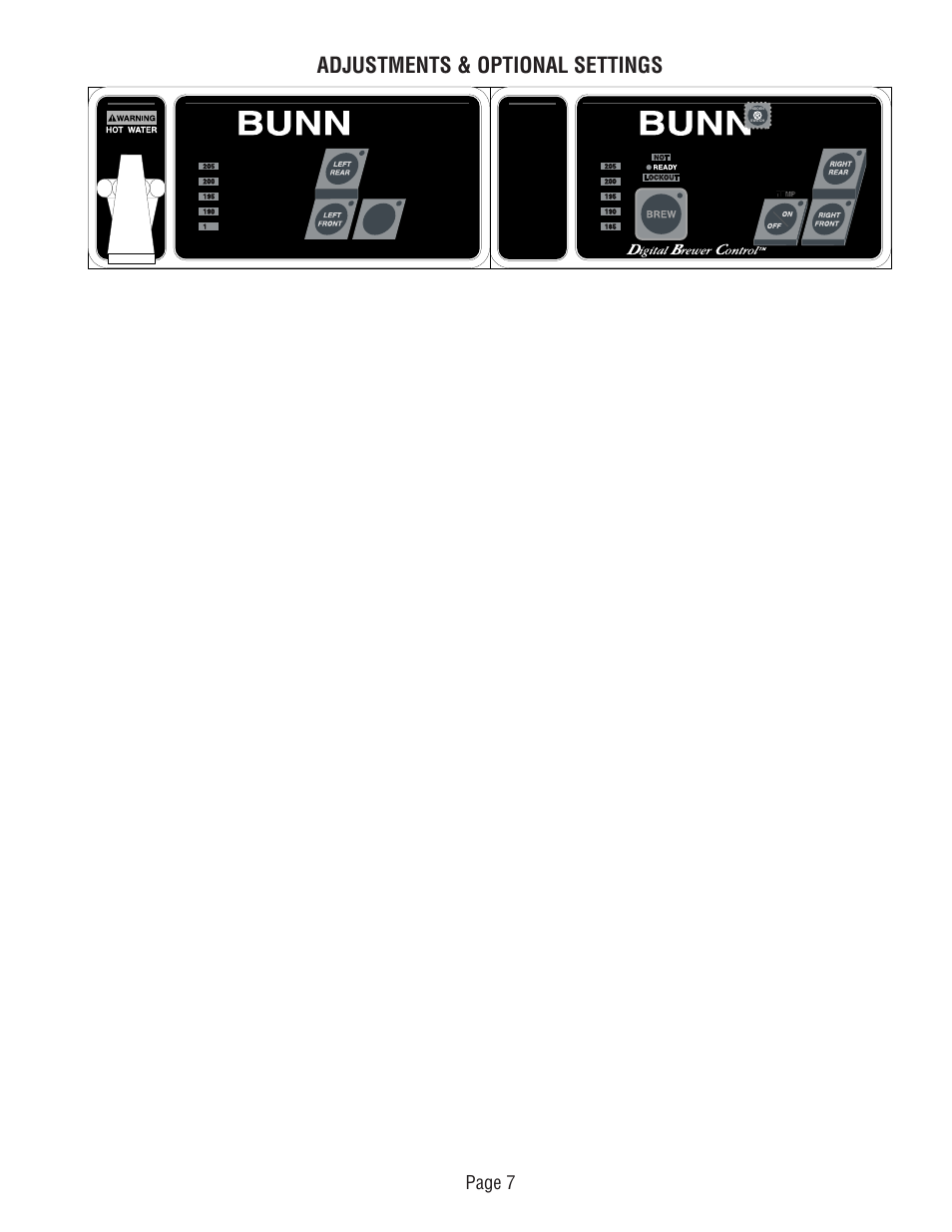 Adjustments & optional settings, Page 7 | Bunn TWIN APS User Manual | Page 7 / 32