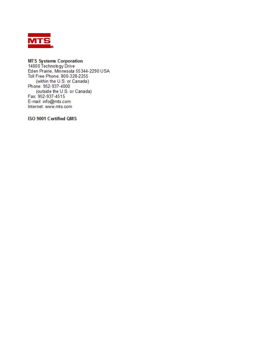 MTS Landmark Tabletop User Manual | Page 122 / 122