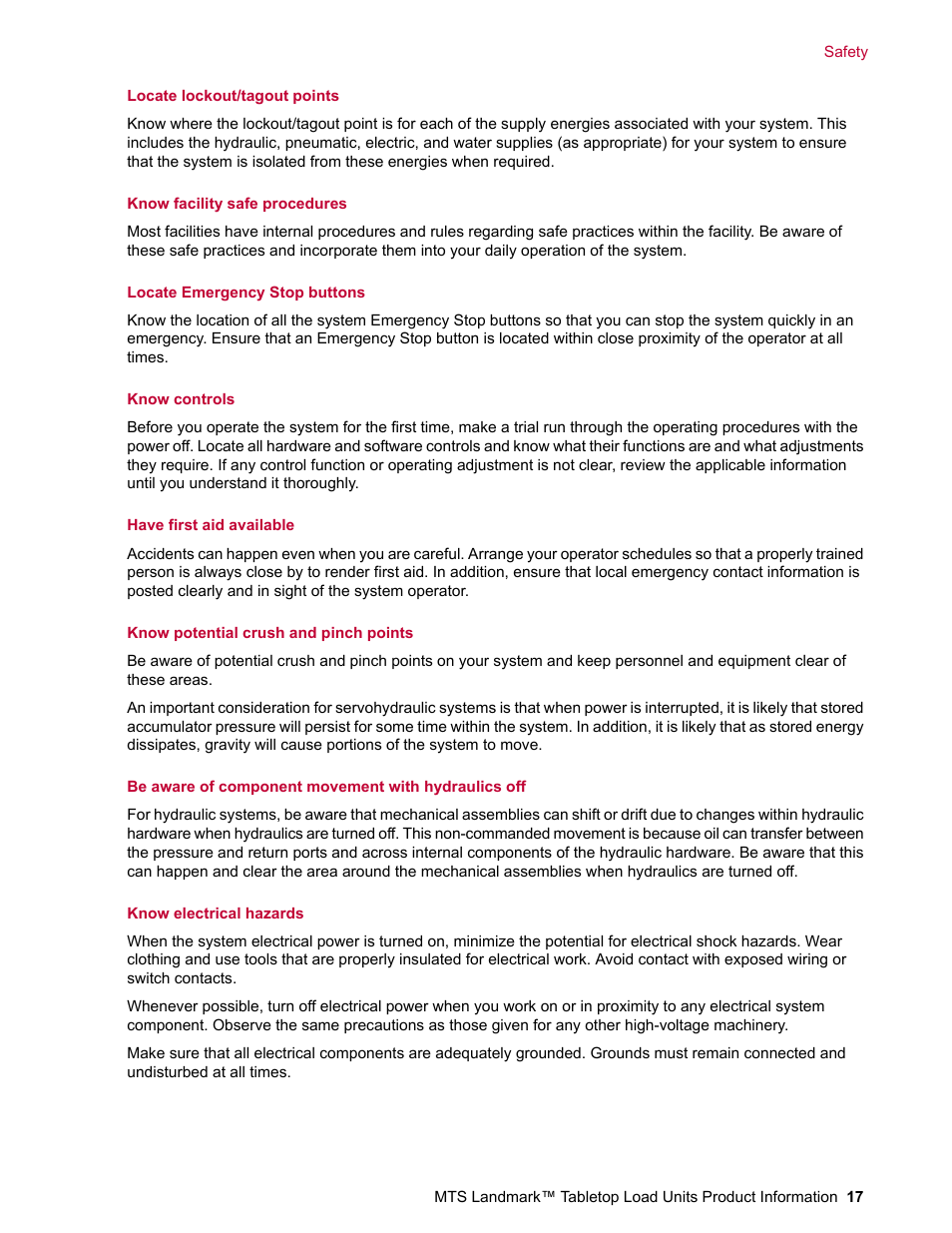 MTS Landmark Tabletop User Manual | Page 17 / 122